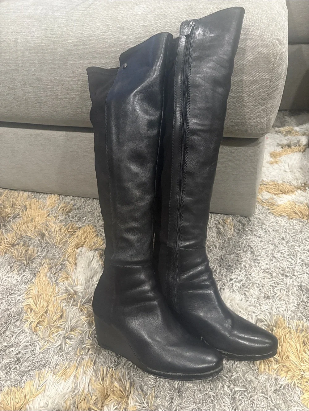 Vince Camuto Black Over-the-Knee Wedge Boots